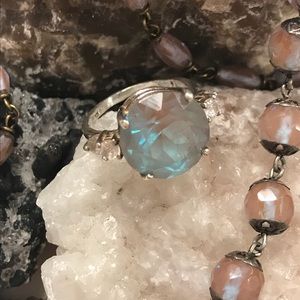 Antique Silver Saphiret Sapphire Diamond Ring